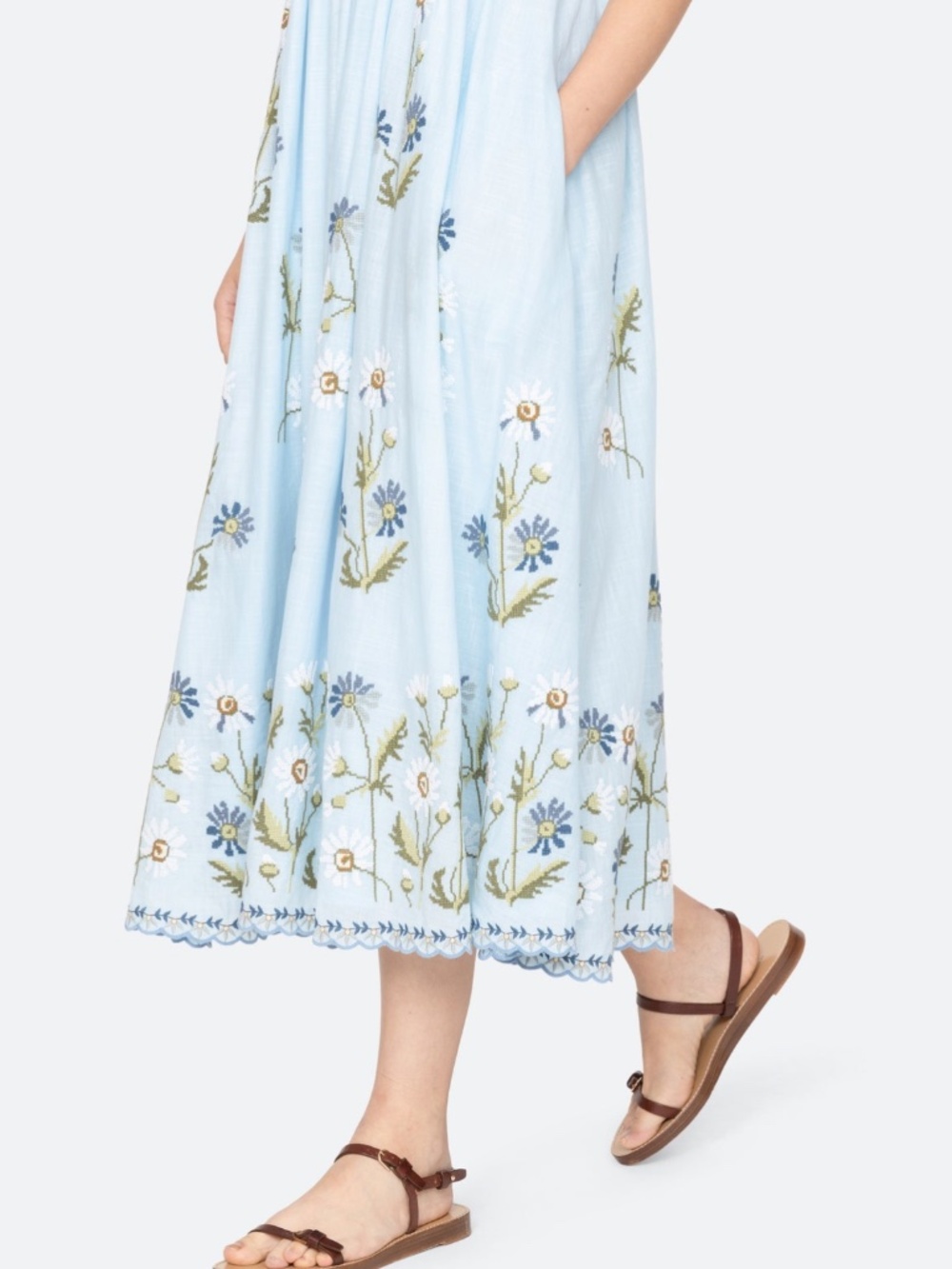 Audra Embroidery Midi Dress ~ Blue - Picture 7 of 7